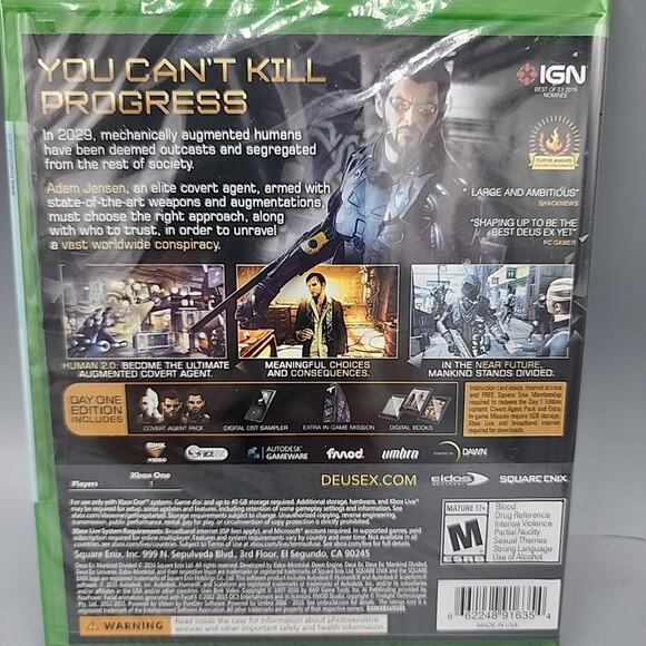 Deus Ex: Mankind Divided - Day One Edition XBOX One Brand New + Factory Sealed - Picture 7 of 9